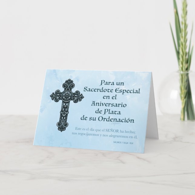 Spanska Silver 25:e Ordination Anniury Priest Kort (Framsida)
