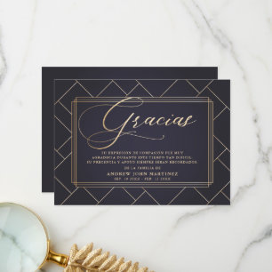 Spanska Soft Black & Guld Calligraphy Funeral Tack Kort
