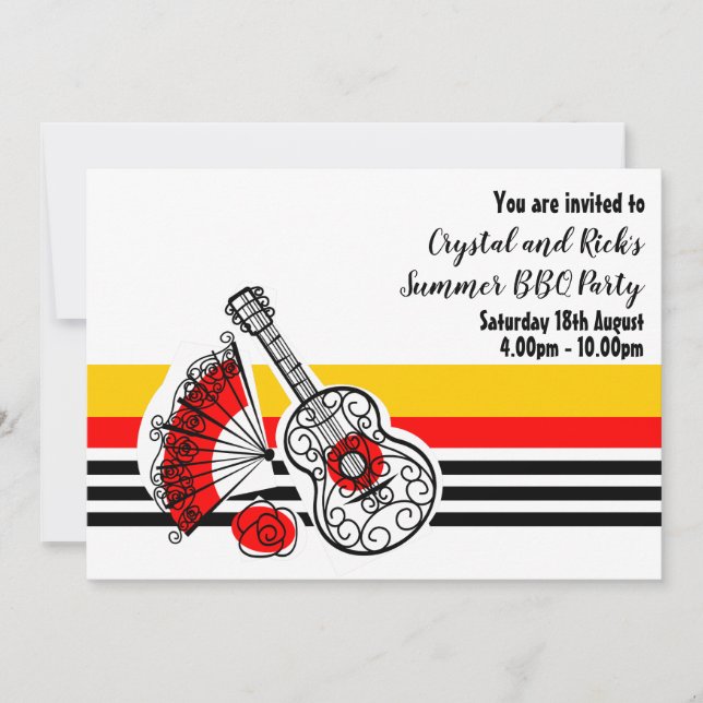 Spanska souvenirer klassisk randig horisontell inbjudningar (Framsida)