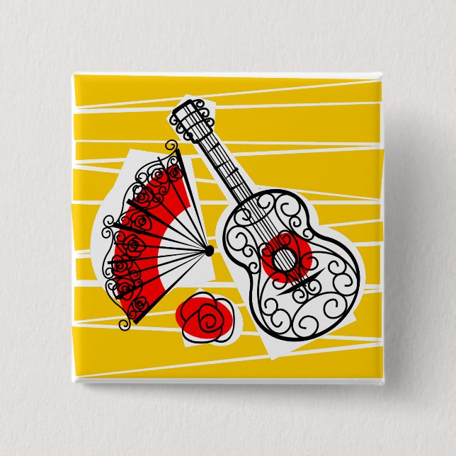 Spanska Souvenirer-knappkvadrater Knapp (Framsida)