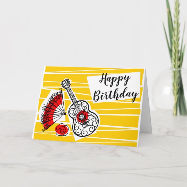 Spanska Souvenirerna Birthday-landskapet Kort (Framsida)