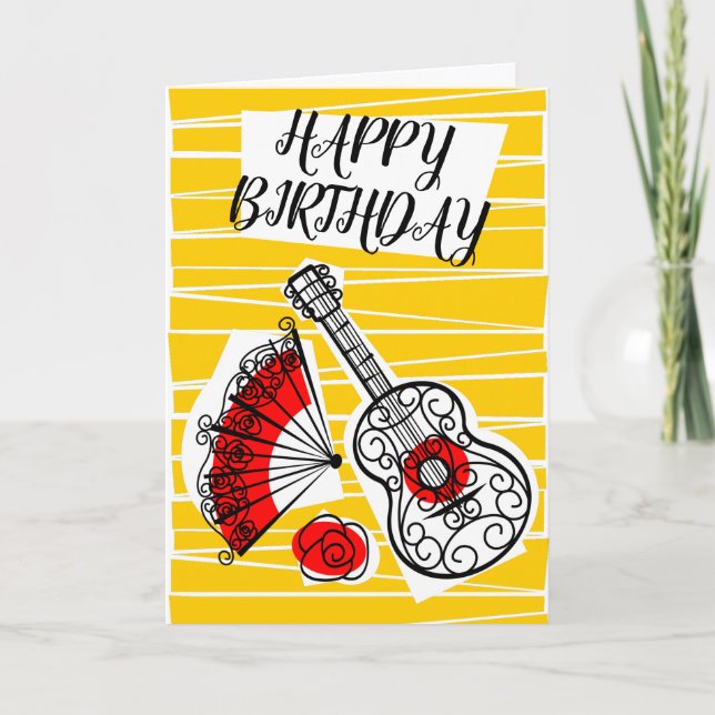 Spanska Souvenirers Birthday Inside Text lodrät Kort (Framsida)