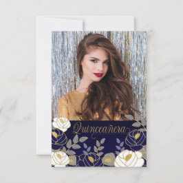 Spanska Spara Blommigten Date Navy Blue Quinceaner Datumet