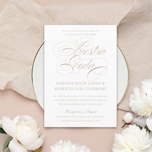 Spanska Språket Nuestra Boda Tan Bröllop Inbjudningar (Skapare uppladdad)