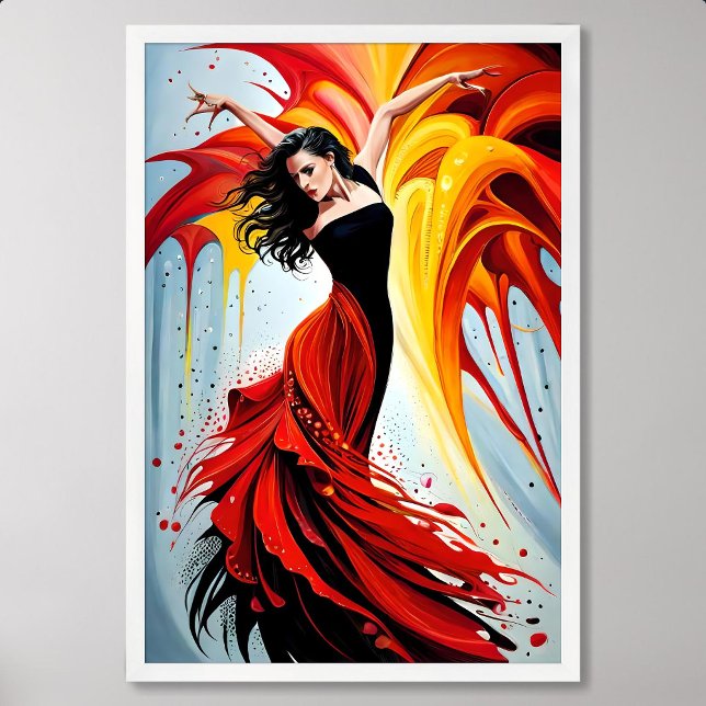 Spanska spritverk i Flamenco Dance Painting Poster (Spanish Spirit Artwork in Flamenco Dance Painting)