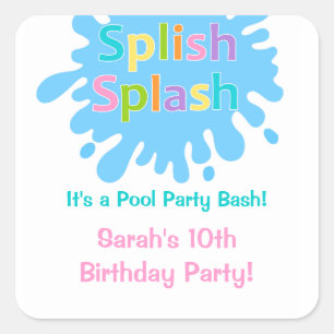 Spanska Stänk Bassäng Party Birthday Sticker Fyrkantigt Klistermärke