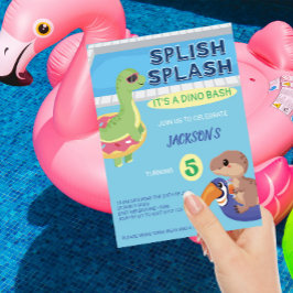Spanska Stänk Dino Bassäng Party födelsedag Inbjudningar