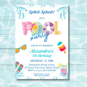 Spanska Stänk Kids Bassäng Party Inbjudningar