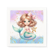 Spanska Stänk Sjöjungfru Plain Party Napkins