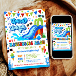 Spanska Stänk Waterdiag Bash Boy Birthday Inbjudningar