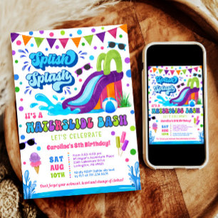 Spanska Stänk Waterdiag Bash Girl Birthday Inbjudningar