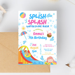 Spanska Stänk WaterPark-vattendirektivet Birthday Inbjudningar