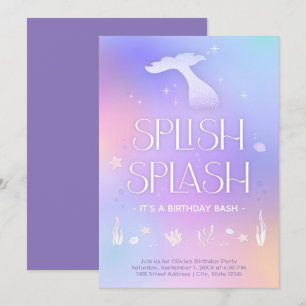 Spanska Stänk Whimsical Sparkly Sjöjungfru Birthda Inbjudningar