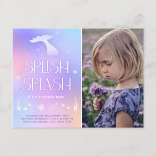 Spanska Stänk Whimsical Sparkly Sjöjungfru Birthda Vykort
