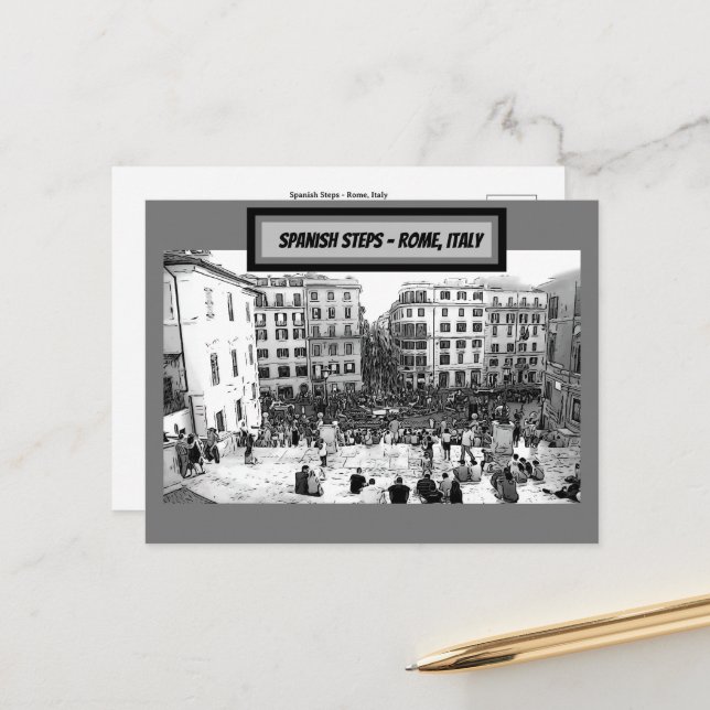 Spanska steg Rom, Italien Vykort (Fram/Back In Situ)