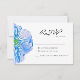 Spanska svarskort med blå Blommigt OSA Kort