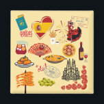 Spanska symboler Travel Älskare Magnet<br><div class="desc">Coola Spanska symboler för reseentusiaster.</div>