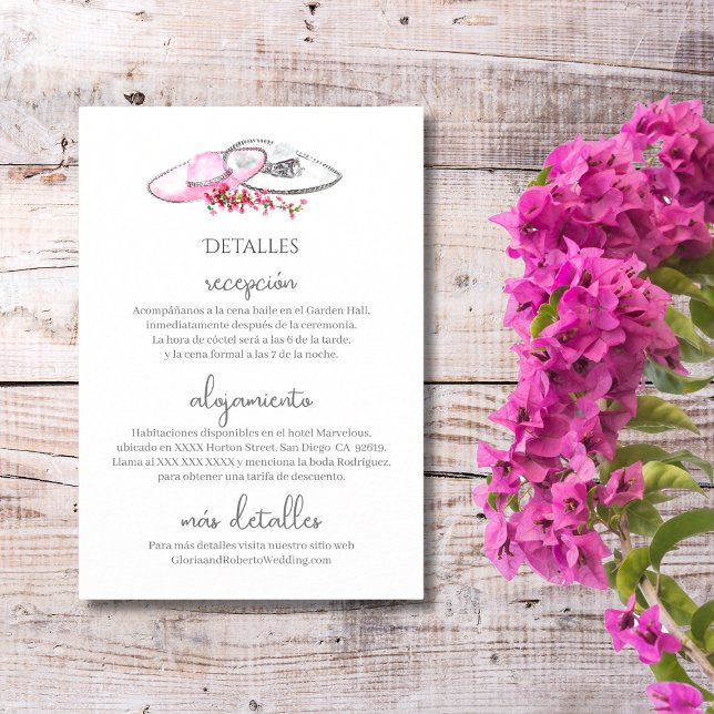 Spanska, Tarjeta de Detalles Boda Hacienda Boho Tilläggskort (Skapare uppladdad)
