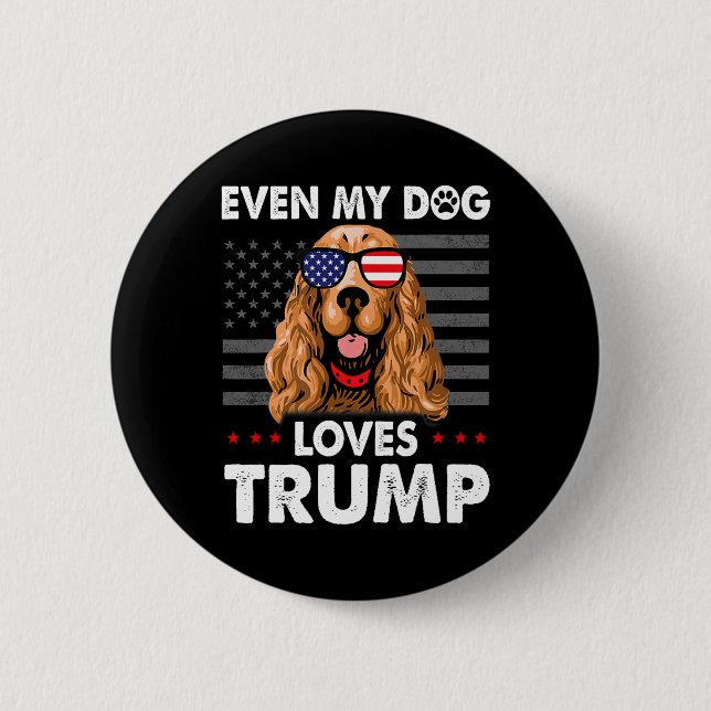 Spanska till och med min Hund Kärlek Trump Funny Knapp (Framsida)