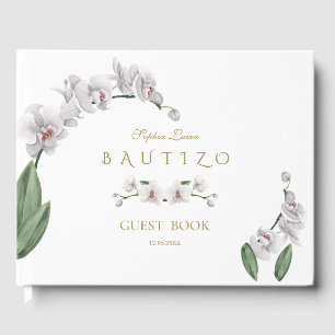 Spanska unika, vita, röda blommor Bautizo Gästböcker