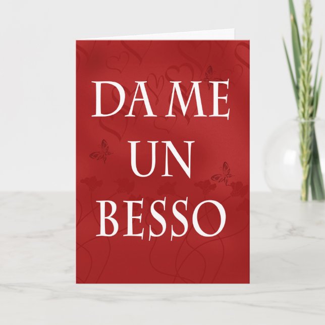 Spanska Valentine Card - Kyss mig på spanska - Da  Helgkort (Framsida)