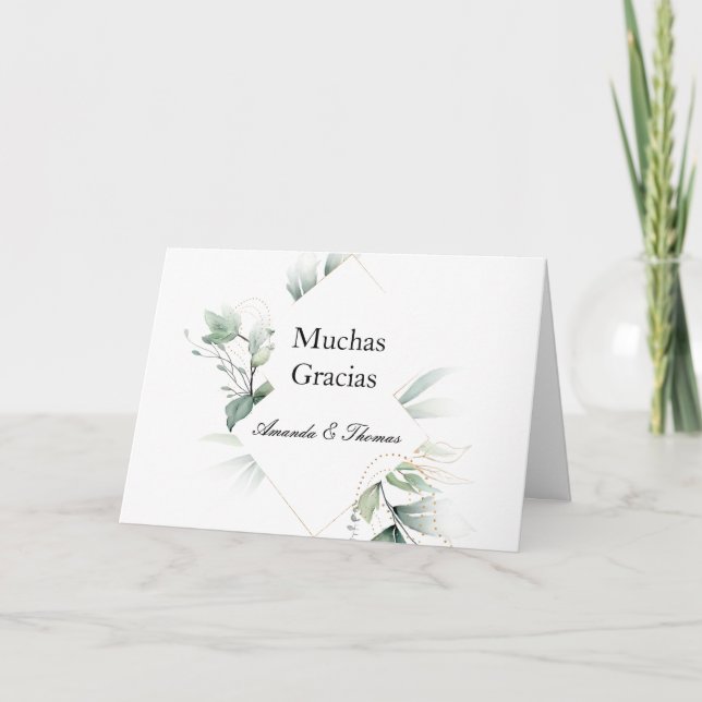 Spanska vännen Tack Bröllop Card en Español (Framsida)