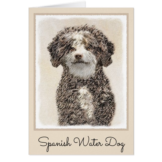 Spanska Vatten-Hund - Cute Original Hund Art Hälsningskort (Framsidan)