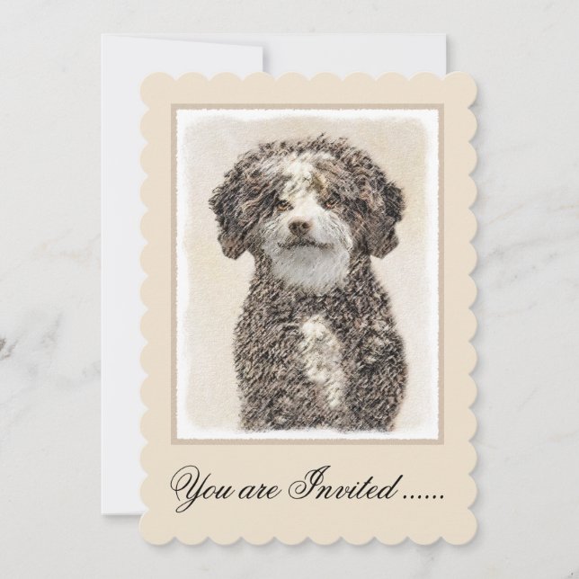 Spanska Vatten-Hund - Cute Original Hund Art Inbjudningar (Framsida)