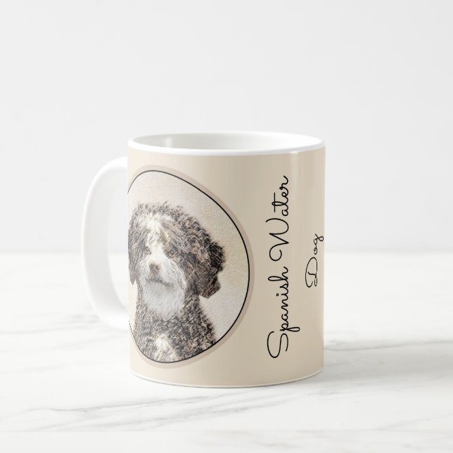 Spanska Vatten-Hund - Cute Original Hund Art Kaffemugg (Framsida vänster)