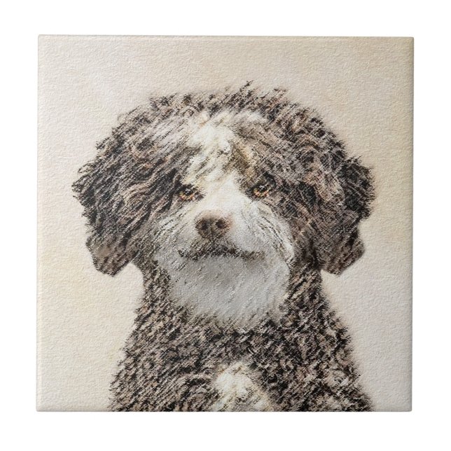 Spanska Vatten-Hund - Cute Original Hund Art Kakelplatta (Framsidan)