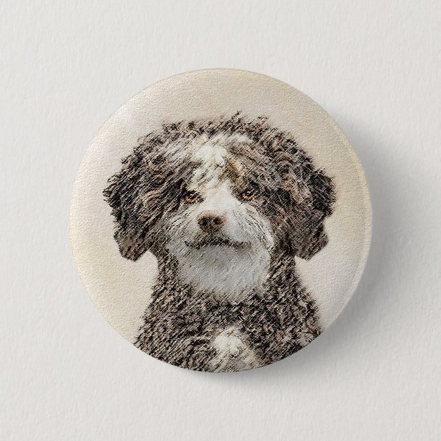 Spanska Vatten-Hund - Cute Original Hund Art Knapp (Framsida)