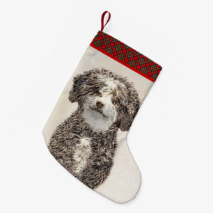Spanska Vatten-Hund - Cute Original Hund Art Liten Julstrumpa