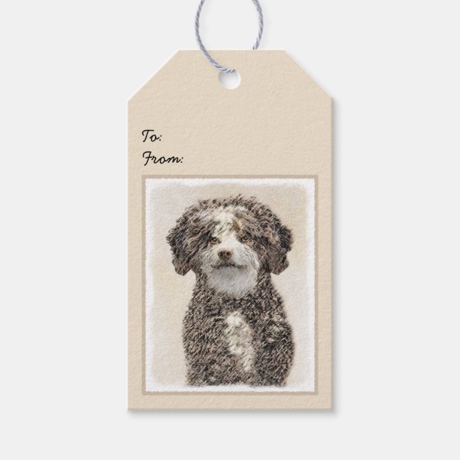 Spanska Vatten-Hund - Cute Original Hund Art Presentetikett (Framsidan)