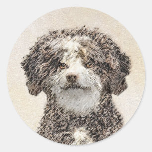 Spanska Vatten-Hund - Cute Original Hund Art Runt Klistermärke