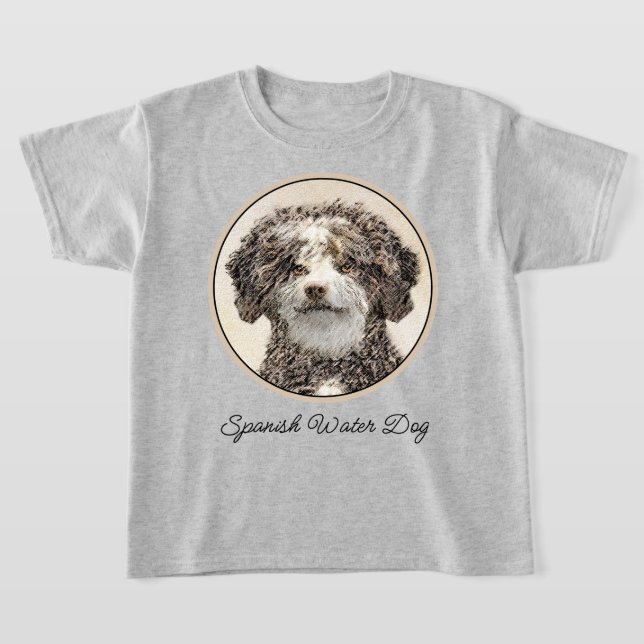 Spanska Vatten-Hund - Cute Original Hund Art T Shirt (Laydown)