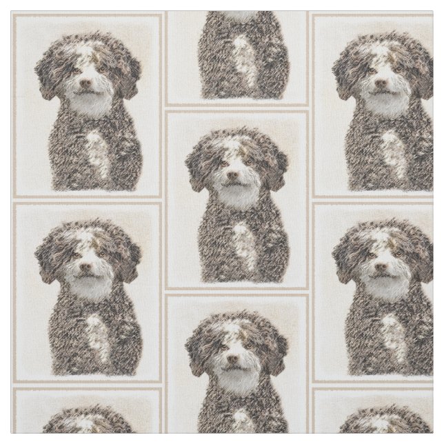 Spanska Vatten-Hund - Cute Original Hund Art Tyg (Provkarta)