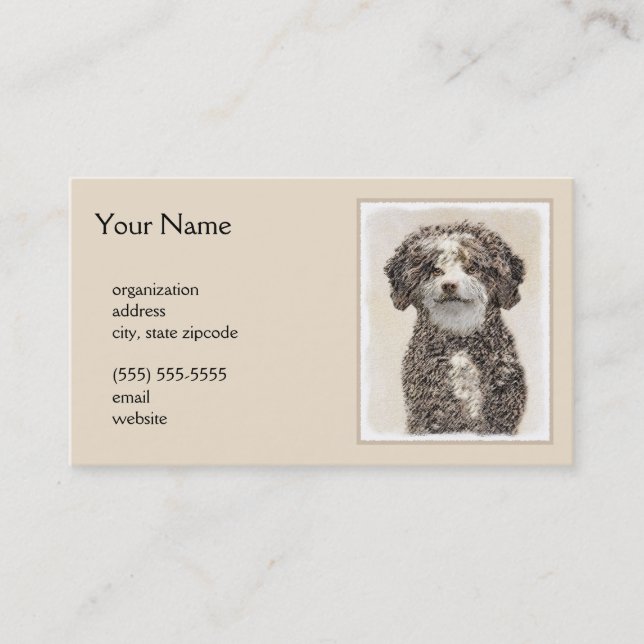 Spanska Vatten-Hund - Cute Original Hund Art Visitkort (Framsida)