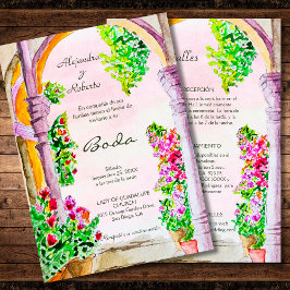 Spanska vattenfärgsblommor Gamla Town Mexico Bröll Inbjudningar