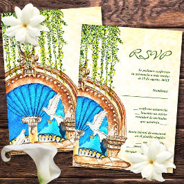 Spanska, vattenfärgsfärg, gammal Mexiko-OSA kort