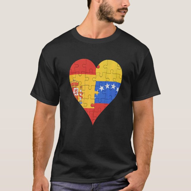Spanska venezuelanska Flagga Heart T Shirt (Framsida)