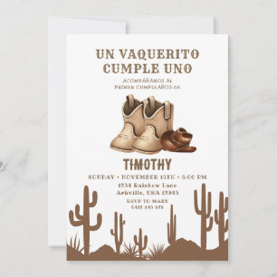 Spanska Vilda western Vaquerito Cowboy Shoes Birth Inbjudningar