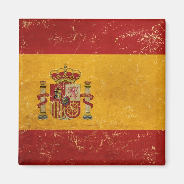 Spanska Vintagen Grunge Design för Flagga Magnet (Framsidan)