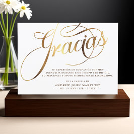 Spanska vit- och Guld-calligrafi Tack Kort