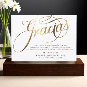 Spanska vit- och Guld-calligrafi Tack Kort