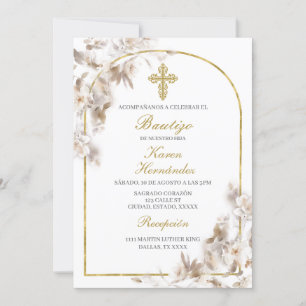 Spanska vitblommor Baptism Inbjudningar