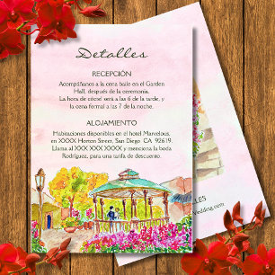 Spanska, Watercolor Old Town Kiosk Mexico Bröllop Tilläggskort