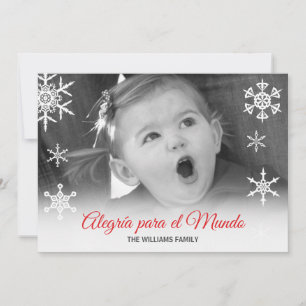 Spanskt Alegría para el Mundo rött familjfoto Julkort