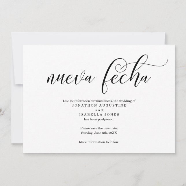 Spanskt bröllopsutskott för försenad datum inbjudningar (Framsida)