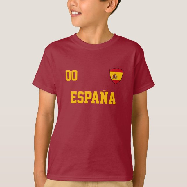 Spanskt eget namn och nummer i fotboll t shirt (Framsida)