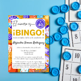 Spanskt Kul Bingo & Spel Guld 40-årsdag Inbjudningar